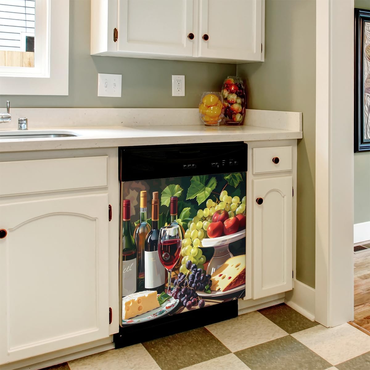 Red Wine Dishwasher Magnet Cover Red Wine Oil Painting Abstract Dishwasher Decorative Cover Front Dishwasher Door Cover Reuseable Dishwasher Cover for Kitchen Refrigerator Home Appliances 23" X 26"