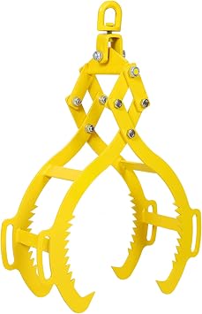 Log Lifting Tongs, 28 Inch Swivel Dragging Steel Tongs with Ring, Felled Timber Claw Hook Lumber Skidding Tongs Logging Grabber for Log Lifting, Handling, Dragging & Carrying Tool Yellow
