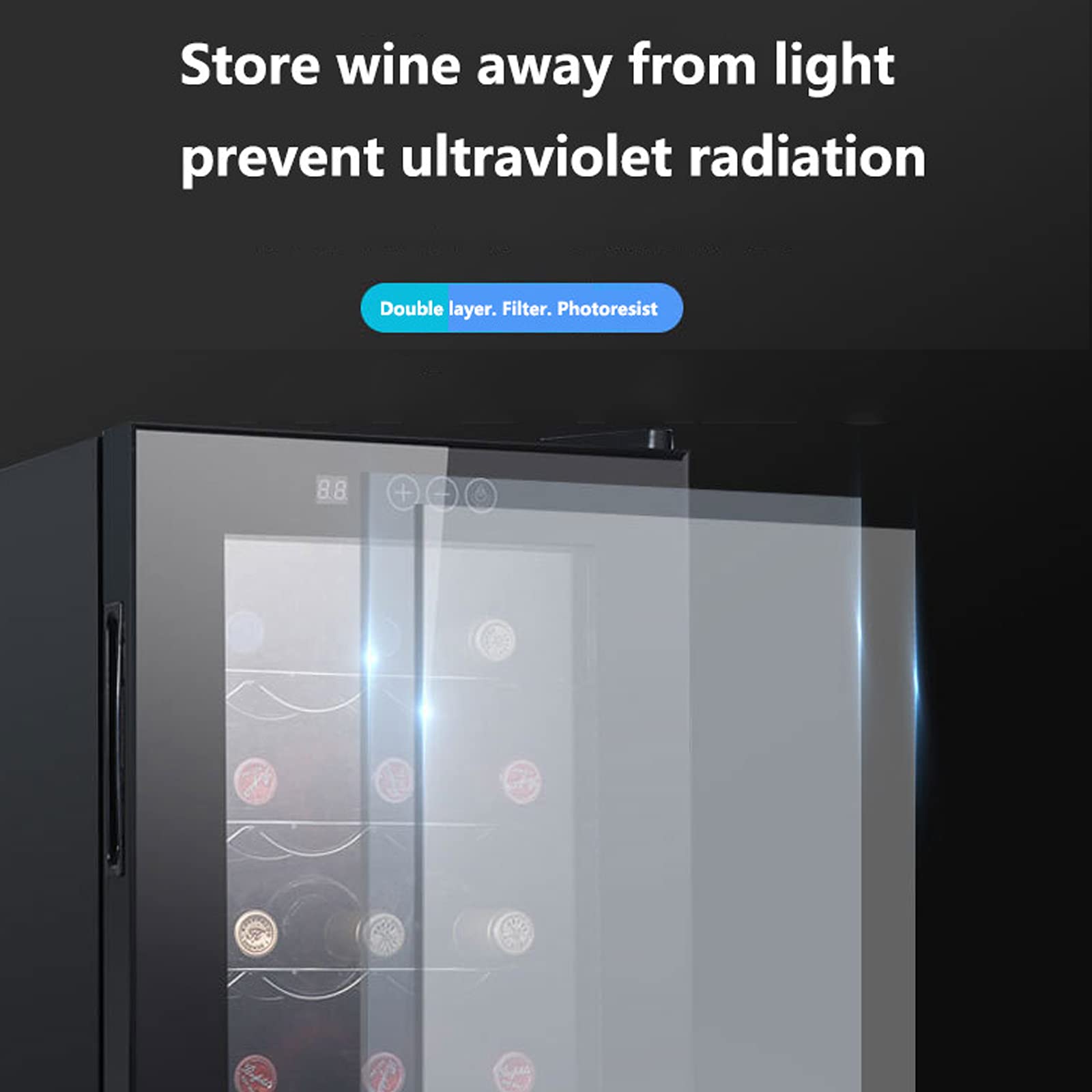 Frigorifero per vino da appoggio a 12 bottiglie - Compressore per cantinetta per vini indipendente Dispositivo di raffreddamento per vino con controllo digitale della temperatura Porta in vetro Glass