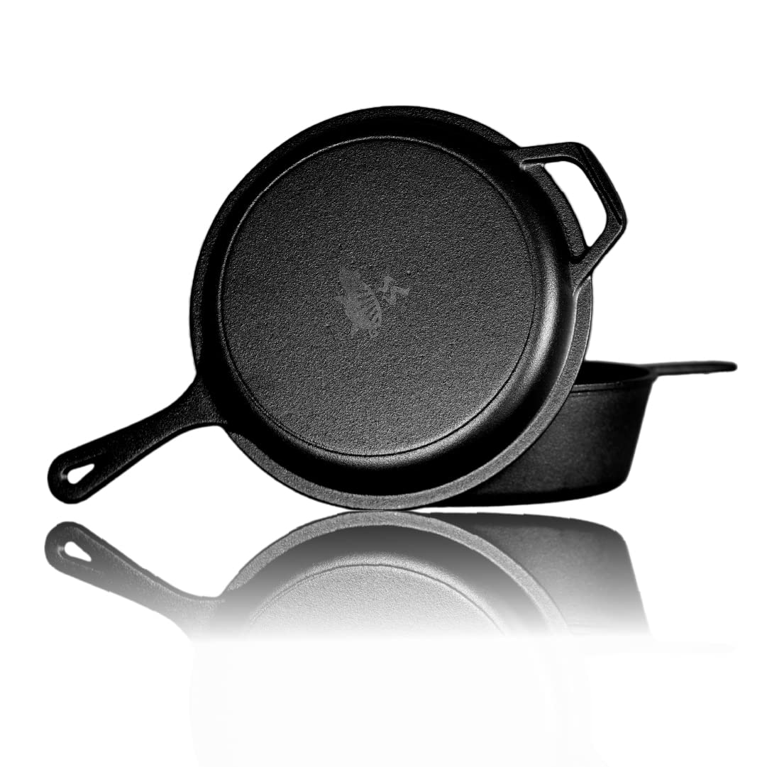 Cooker 2126-2 in 1 gusseisener Multikocher: Kochtopf und Bratpfanne - geeignet für Grill, Elektroherd, Backofen, Induktionsherd, Gasherd