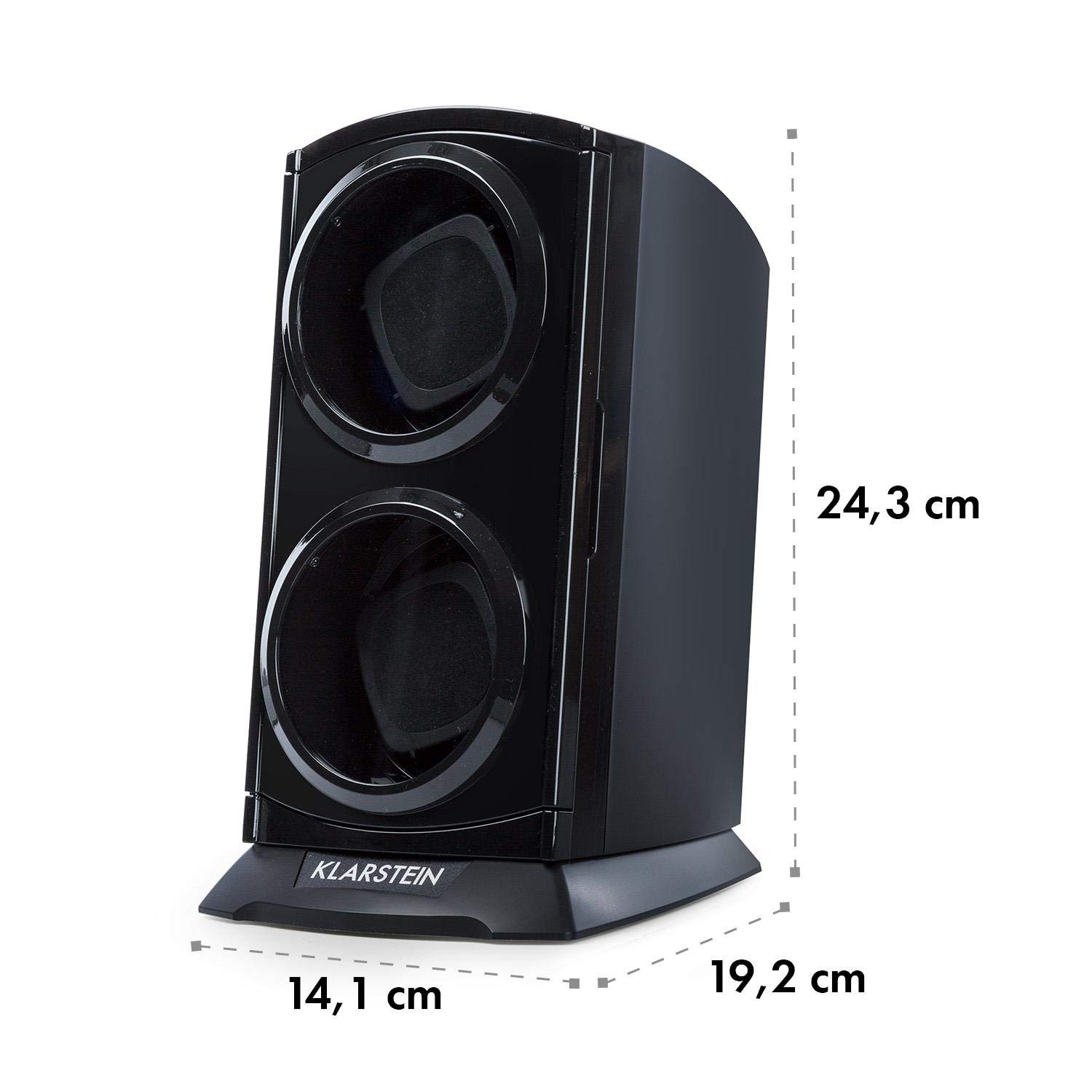 KLARSTEIN St. Gallen Premium - Caja Relojes automáticos, Caja giratoria Reloj automático, 2 Relojes, 4 velocidades, Rotación bidireccional, Cojines Revestimiento Terciopelo, Watch Winder, Negro