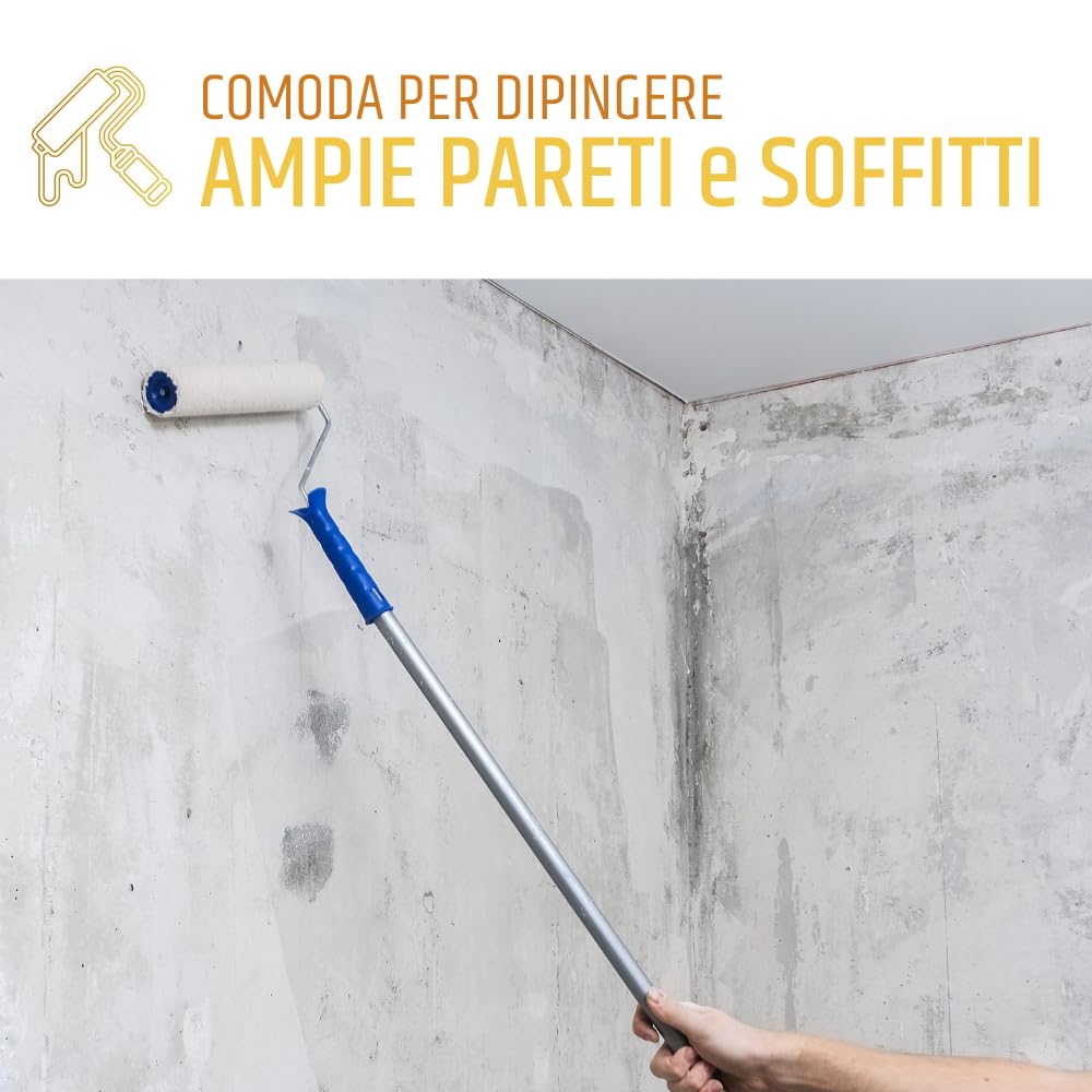 PENNELLIFICIO 2000 | Asta Telescopica Allungabile in Alluminio per Rullo, Completa di Cono, Superleggera, Indicata per Verniciare, Lunghezza da 110 cm a 200 cm - Made in Italy