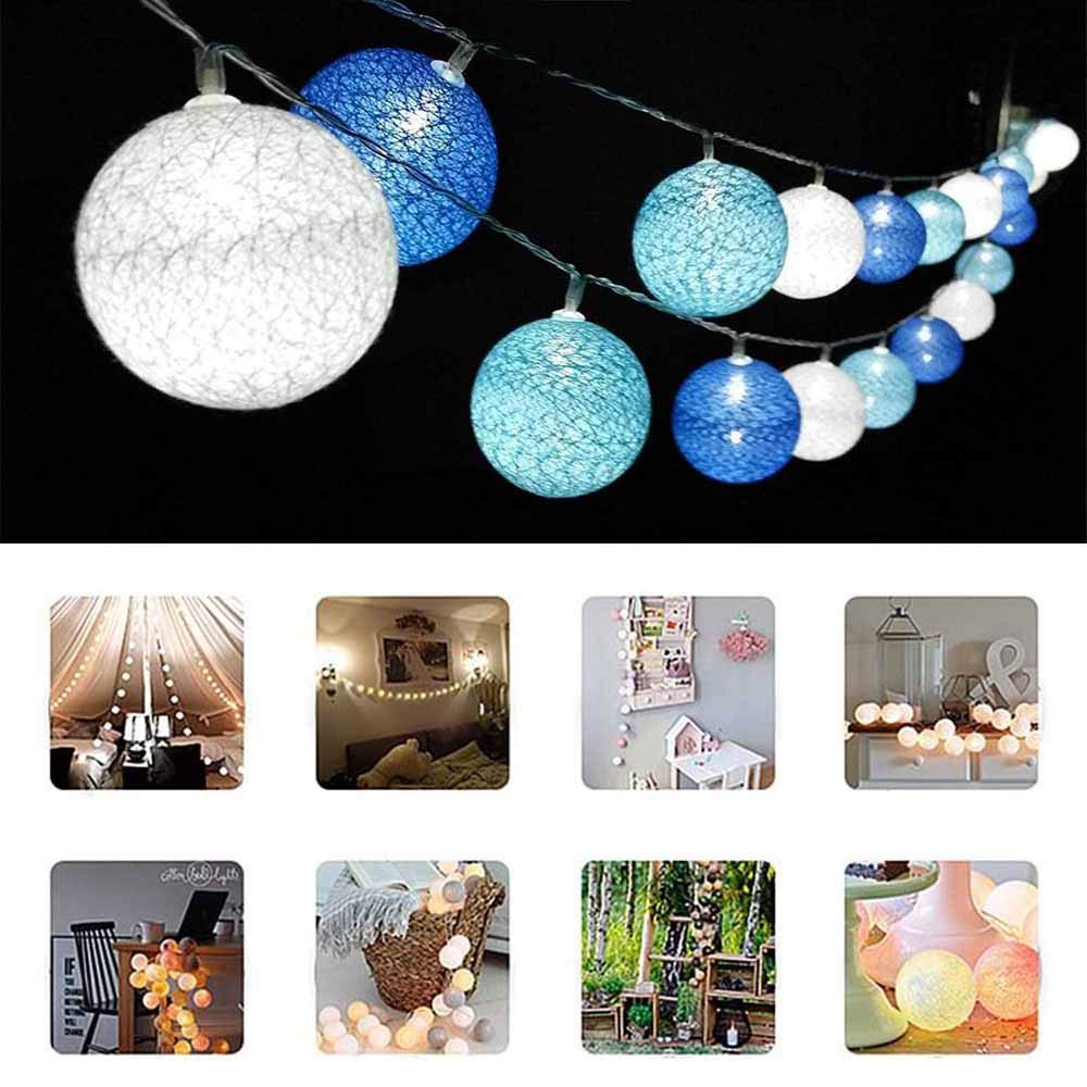 Guirlande Lumineuse Boules Coton 4,5M 30 LED - Ambiance Romantique Rose Gris Noir