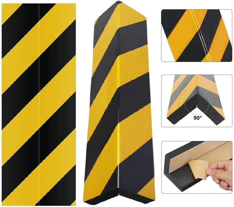 BUZIFU 2 Pack Car Parking Protector Garage Wall Protector Foam Black and Yellow Stripes Warning Corner Protectors Bumper Protectors Anti-scratch Rubber Protector Protect Your Car (Corner Guards)