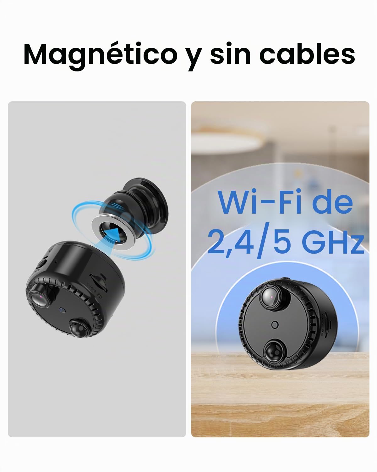 VIDCASTIVE Mini cámara oculta espía 4K inalámbrica WiFi pequeña cámara de niñera portátil interior secreta minúscula cámaras de seguridad de video con 100 días de duración de la batería en espera,