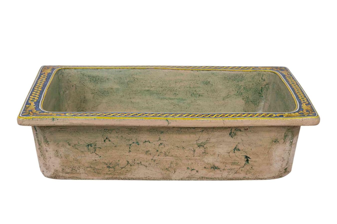 Fregadero de cocina de cerámica siciliana de Italia Radura di girasoli – Fregadero de cocina rectangular empotrado, fregadero de cocina italiano en cerámica siciliana de colores | Fregadero italiano