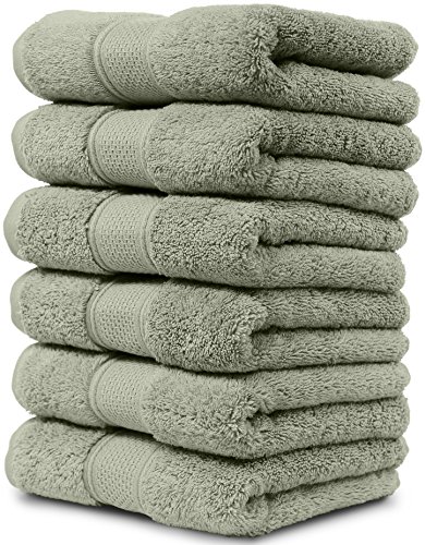 Maura 6 Piece Hand Towels Set. Extra Large 16"x30" Premium Turkish Towels. Thick