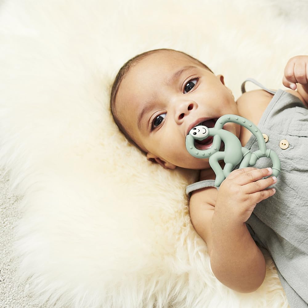 Matchstick Monkey, Antimicrobial Silicone Teether, Easy to Grip, BPA Free, 3 Months Old Plus, 10 cm, Mint Green Mini Monkey - Image 4