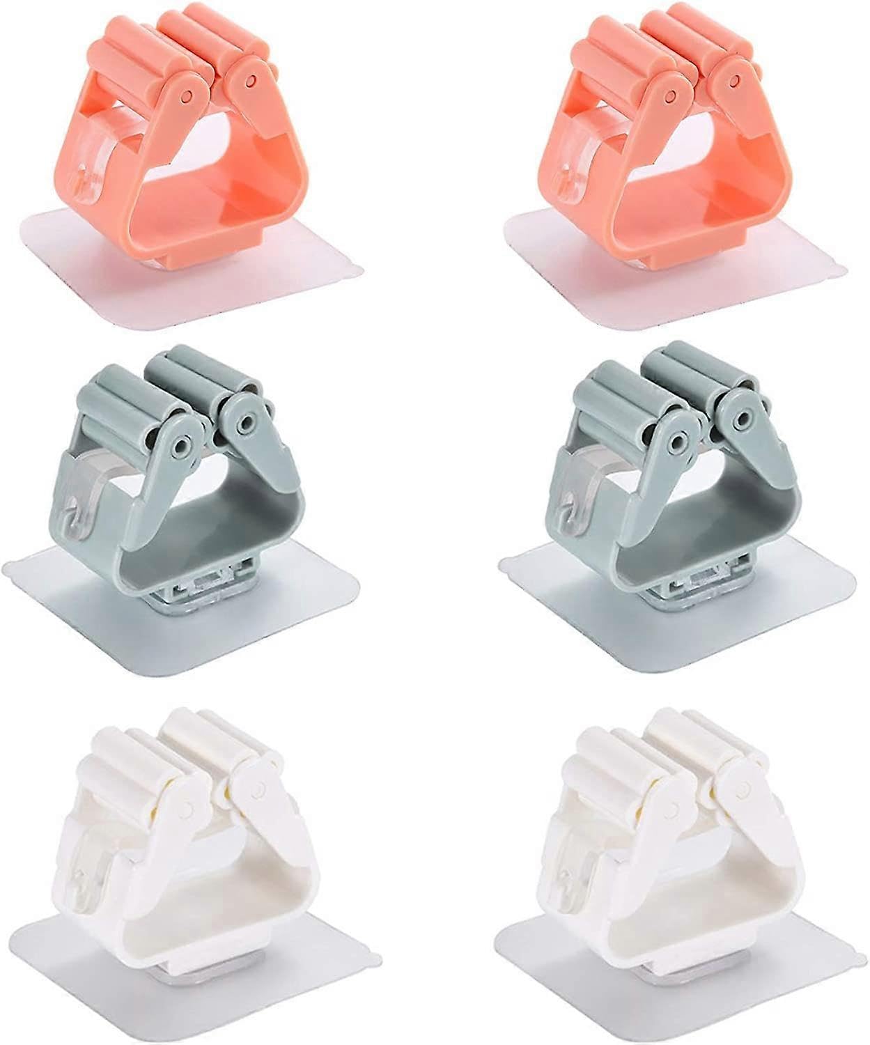 JOYHAPPST 6Pcs Wall Mounted Broom Holder, Without Perforated, Self Adhesive Broom Holder, Used for Kitchen,