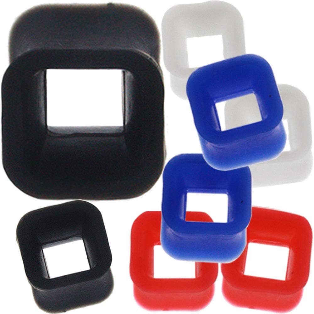 (4 Pairs) Silicone Flesh Tunnel Screw Fit Ear Gauge Earring Ear Piercing available size 2g (6mm) to 13/16" (30mm) Please choose size and color