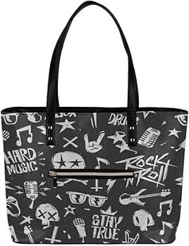 Amazon.com: bisibuy Black White Rock Music Graffiti Tote Bag