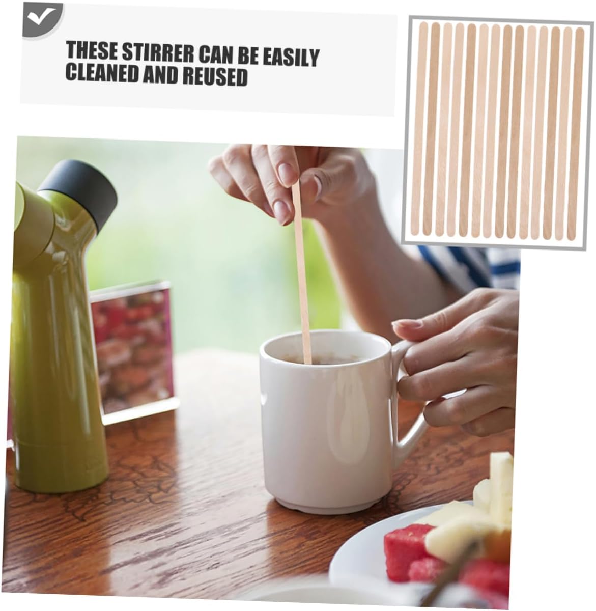 Alipis 500pcs Wooden Coffee Beverage Stir Sticks Mixers for Coffee Tea and and Strong Stirring Tool