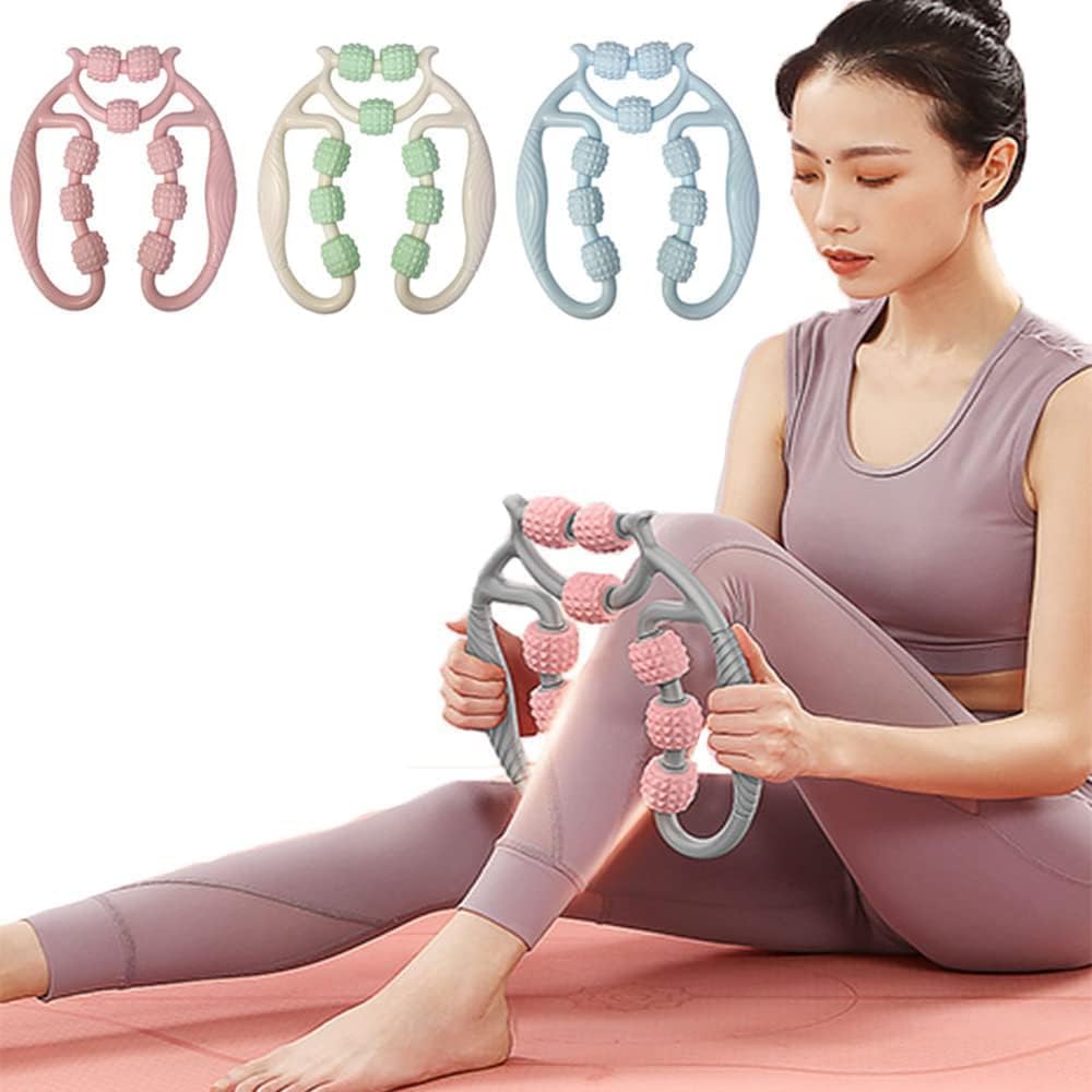 Sports Massage Circular Leg Clamps-360 ° 9 Wheels Roller Muscle Relaxation Calf Ring Clip Leg Meridian Relax Muscles Yoga Pilates Exercise Gym Home Workout Women | Pack 1-image-7