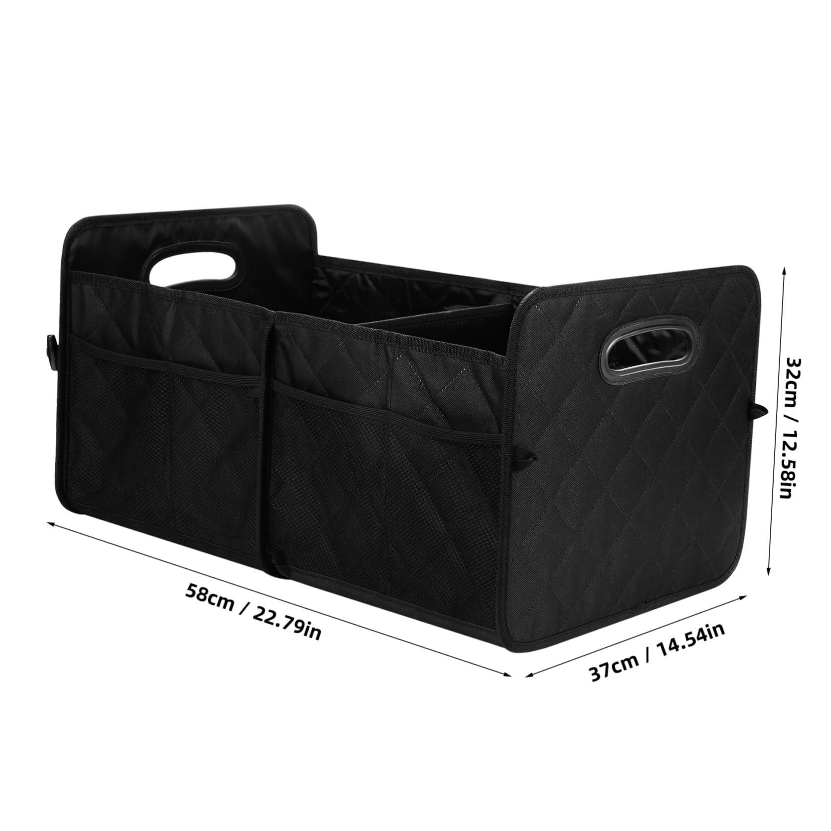 Vaguelly Oxford Organisateur Pliable Noir en Tissu Compartiments Séparés, Grosse Capacité, Rangement, Pratique, Coffre de Voiture