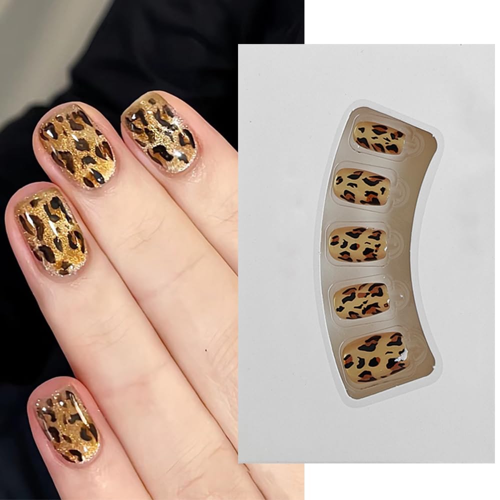 S.A.V.I 30 Pcs Short Natural Shape Golden Cat’s Eye Animal Print Press-On Fake Nails for Women & Girls | Stylish Nail Art Set | Reusable, Easy Application | Includes Nail Glue & Adhesive Tabs-image-38