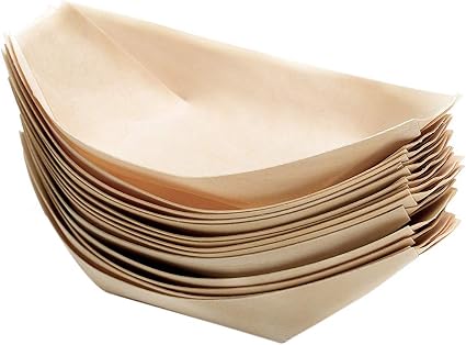 Refurbishhouse 100 X Vaisselle De Gateau Respectueux De L Environnement Bateau En Bois Comptoir Jetable Assiette Jetable Assiette Assiette A Diner Pour Les Petites Collations Amazon Fr Cuisine Et Maison