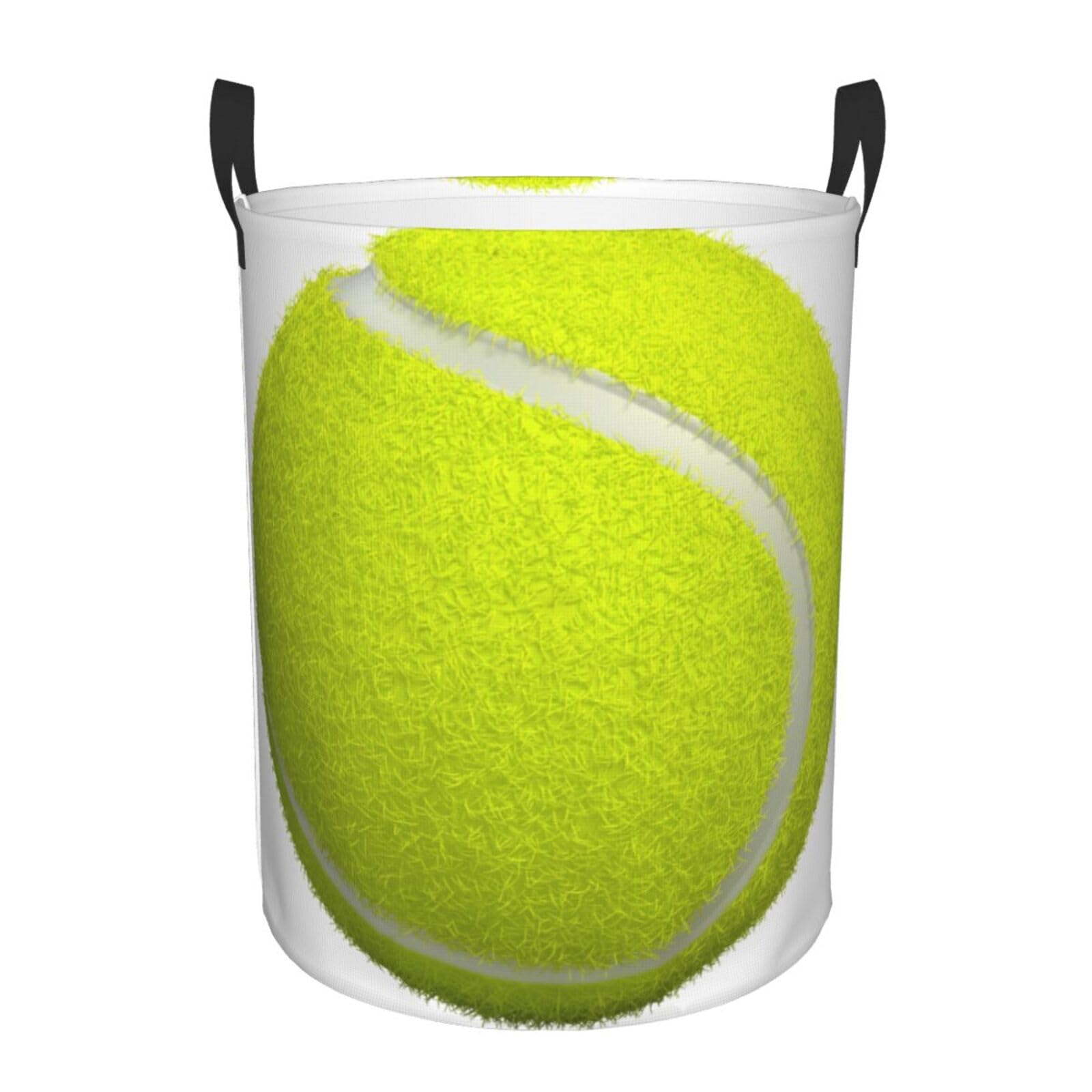 Tennis Ball Pattern Laundry Basket Waterproof Collapsible Round Laundry Hamper Toys Clothes Organizer Gift Basket For Room Medium