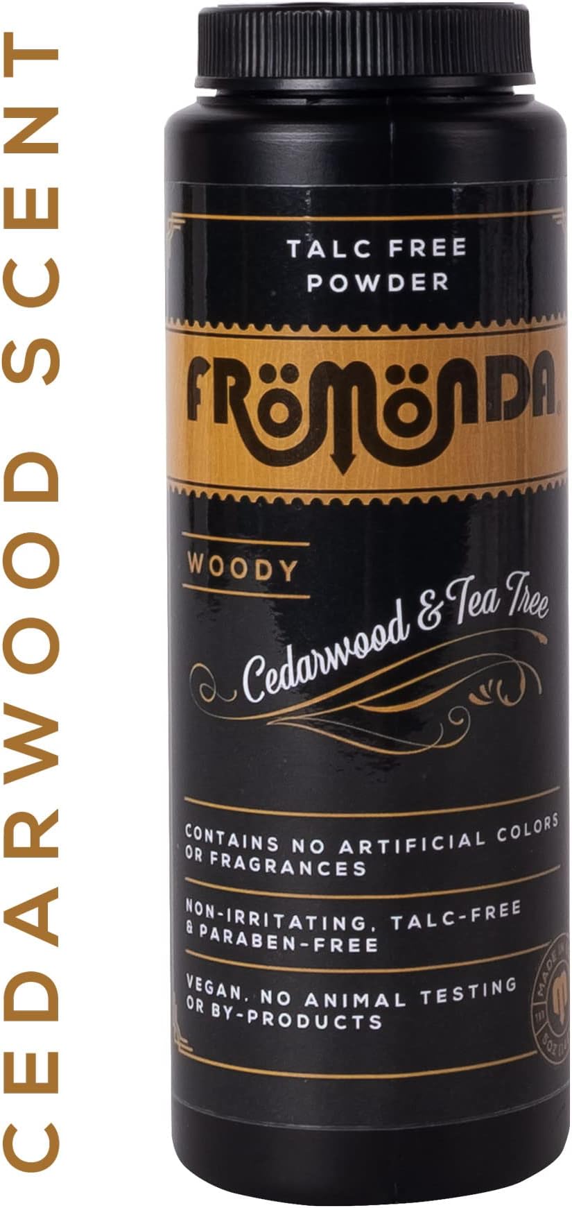 Woody Talc-Free Men's Body Powder, 100% Natural Ingredients, Cedarwood & Tea Tree Scent, 5 oz