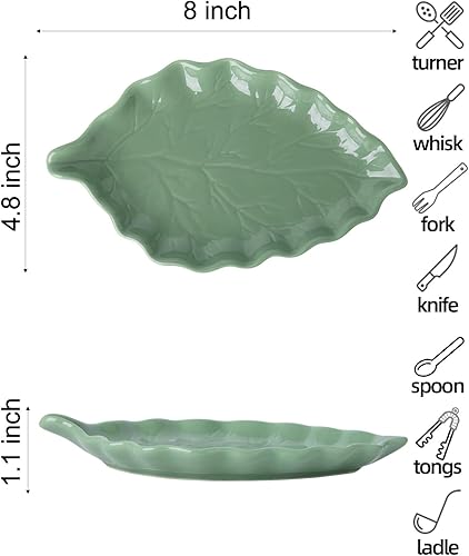Vista 45 de Soporte para cuchara grande de cerámica, 6.2 x 5.2 pulgadas, resistente al calor, antiadherente, para estufa, acabado brillante, apto para Azure-1