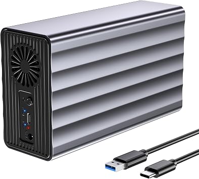 Dual Bay RAID Enclosure for 2.5/3.5" SATA SSD/HDD Drive with Cooling Fan, USB-C SATA Enclosure for 48TB Capacity Expansion, 4 RAIDs Mode1/0/JBOD/COPY