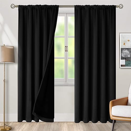Miniatura 2 de BGment Cortinas opacas completas con forro de aislamiento térmico, 95 pulgadas de largo, bolsillo para barra y pestaña trasera, cortina de ventana