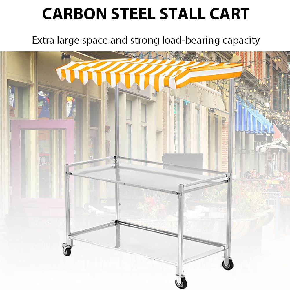 Carrello Per Venditori Ambulanti Di Cibo Da Strada Con Tettoia A Strisce, Espositore Pieghevole Per Alimenti Con Ruote Bloccabili, Carrello Per Venditori Ambulanti,S