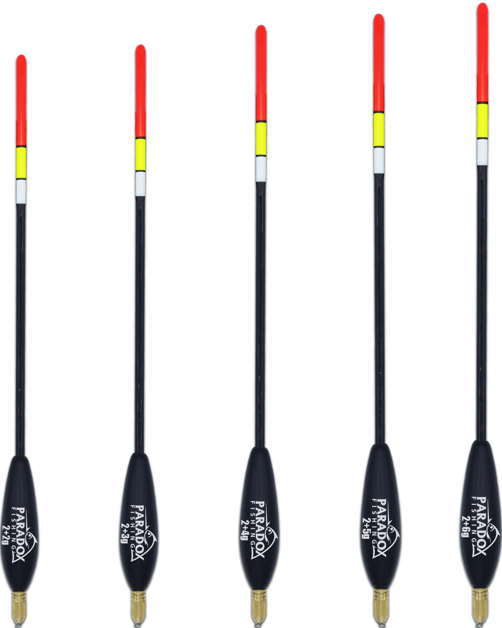 Paradox Fishing Lot de 5 flotteurs de pêche 2g 4g 8g pré-blanchi