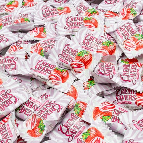 Strawberry and Cream Candy 1LB - Bulk Hard Candy Individually Wrapped in Resealable Bag