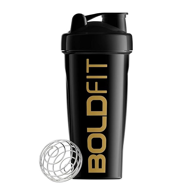 Boldfit Bold Gym Shaker Bottle 700ml, Bottles For Protein Shake 100% Leakproof Guarantee Protein Shaker/Sipper, Ideal For Protein, Pre Workout And BCAAs & Water BPA Free Material,Plastic,Black