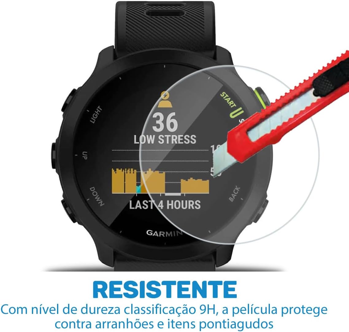 Capa case + Película + plug compatível com Garmin Forerunner 55 Cor:Fumê