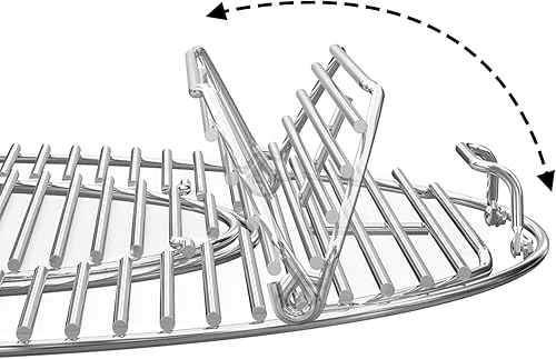 Miniatura 5 de only fire Rejilla de acero inoxidable, sistema de barbacoa gourmet reemplazado de doble cara con bisagras para parrillas Weber de carbón de 22
