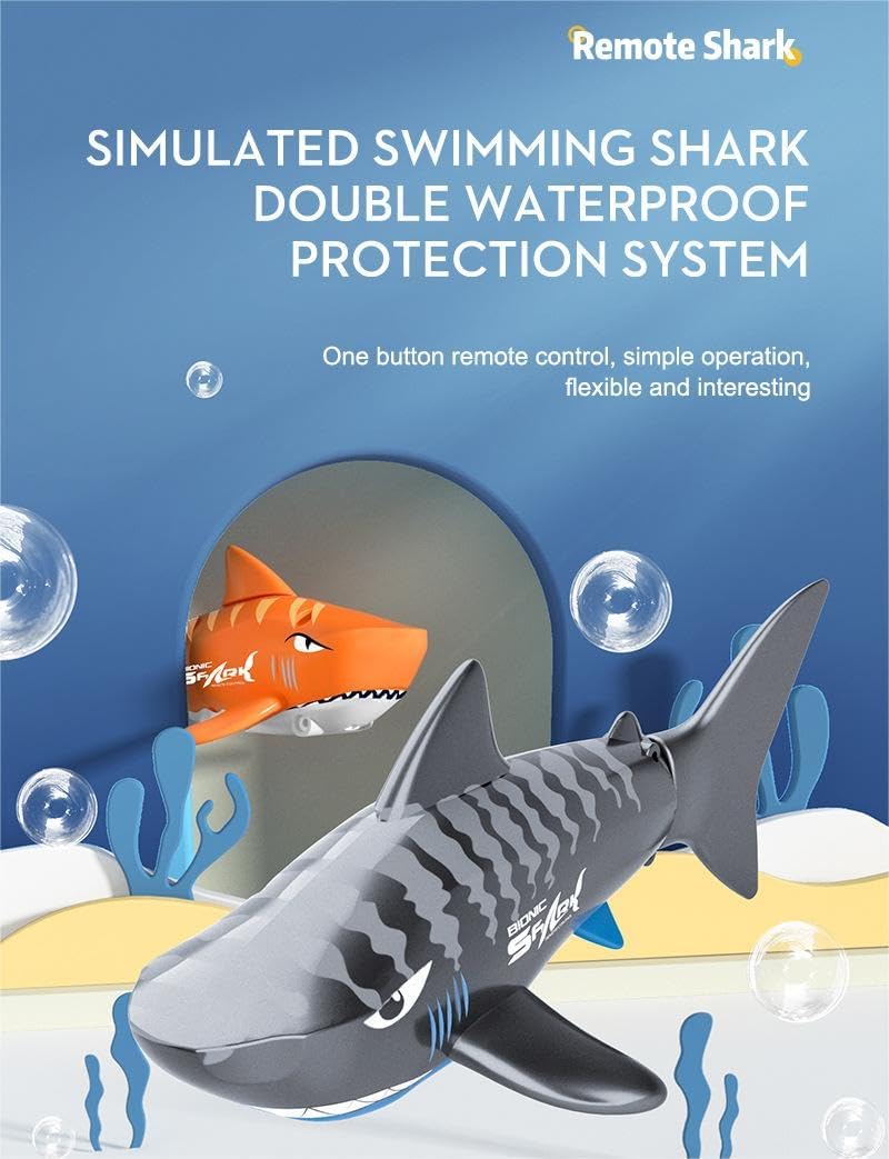 RC Baby Shark Toy - Mini Remote Control Shark for Kids - High Simulation Electric Swimming Toy - USB Charging - Ideal for Swimming Pool, Bathtub, Fish Tank - Perfect Kids Gift (Orange)