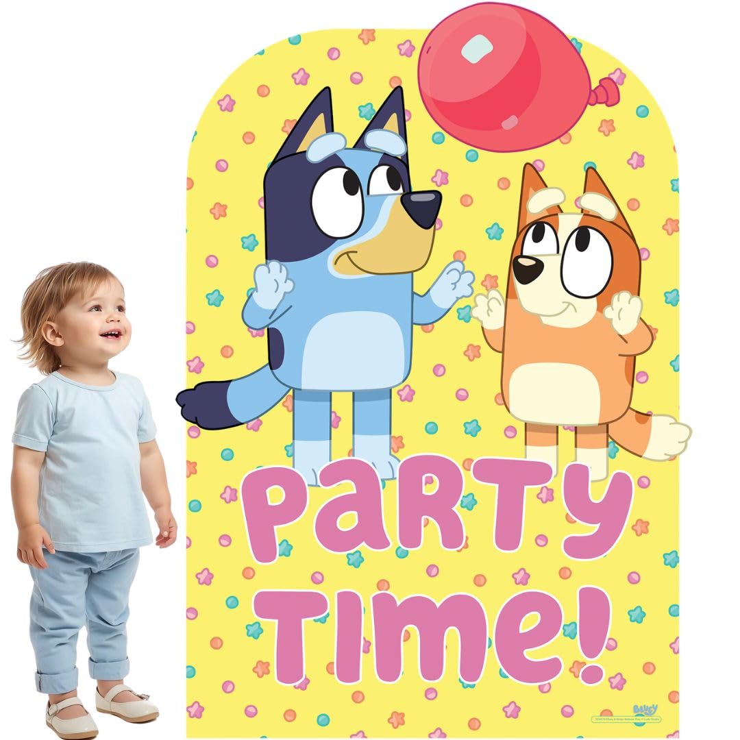 Bluey and Bingo Balloon Cardboard Cutout Backdrop Kids Party Scenery Sailboard