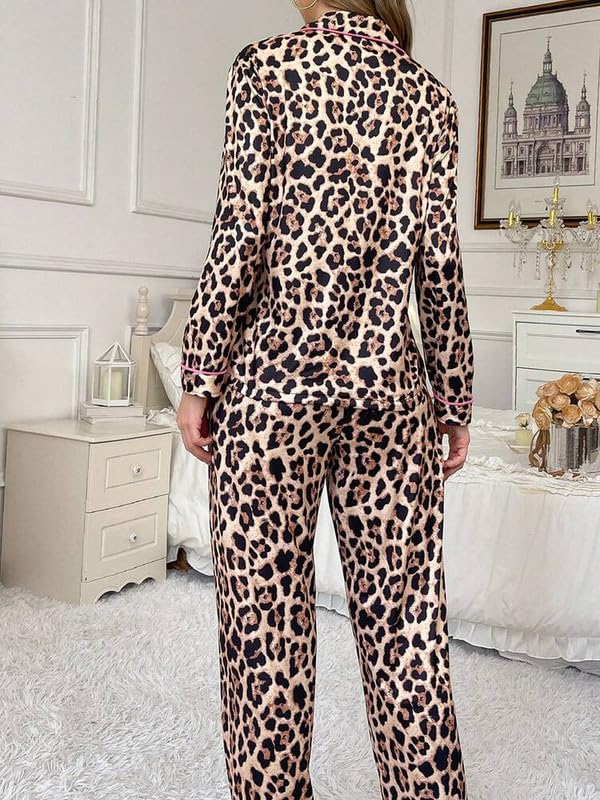 Image of Night Suit for Women with Full Sleeve Button-Down Top with Pant Dress for Woman, Night Dress for Woman, Cotton Two-Piece Loungewear Set
