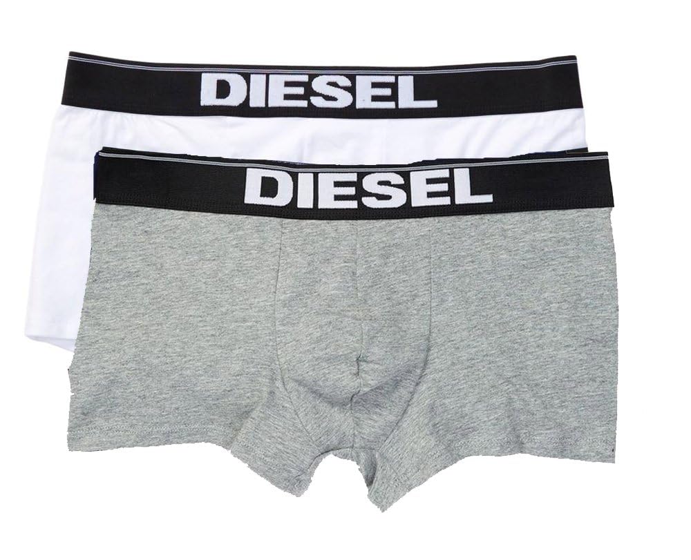 Diesel Men's Grey/White Underwear Boxer Shorts Umbx-Rocco Two-Pack (Grau - Weiß, Xl)