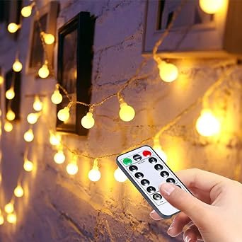 Comtelek Christmas Globe String Lights, 33 Feet 100 Led Fairy String Lights US Plug in, 8 Modes with Remote Mini Globe Lights for Indoor Outdoor Bedroom Party Wedding Garden Christmas Tree Decor
