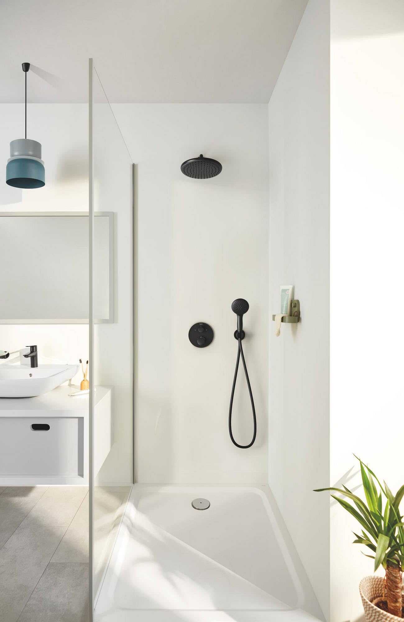 Grohe Precision Thm Ri + Trim Shower Rd Zestaw Prysznicowy, Mat Czarny, 25 x 50,2 x 96 cm; 6,37 kg
