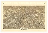 Antiguos Maps Panoramic Illustrated Pictorial City Street Guide of Atlanta, Georgia by Foote and Davies Company circa 1919 | Art Print Poster Vintage Wall Decor | 24 x 36 inches (610 x 915 mm)