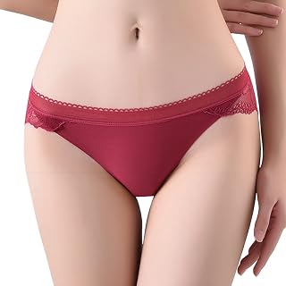 QWUVEDS Custom Low Waist Striped Thong No Show Bikini Custom Thong Women Underwear Panties Cotton Thong Lace Underpants Mesh Panty Hipster with Lace