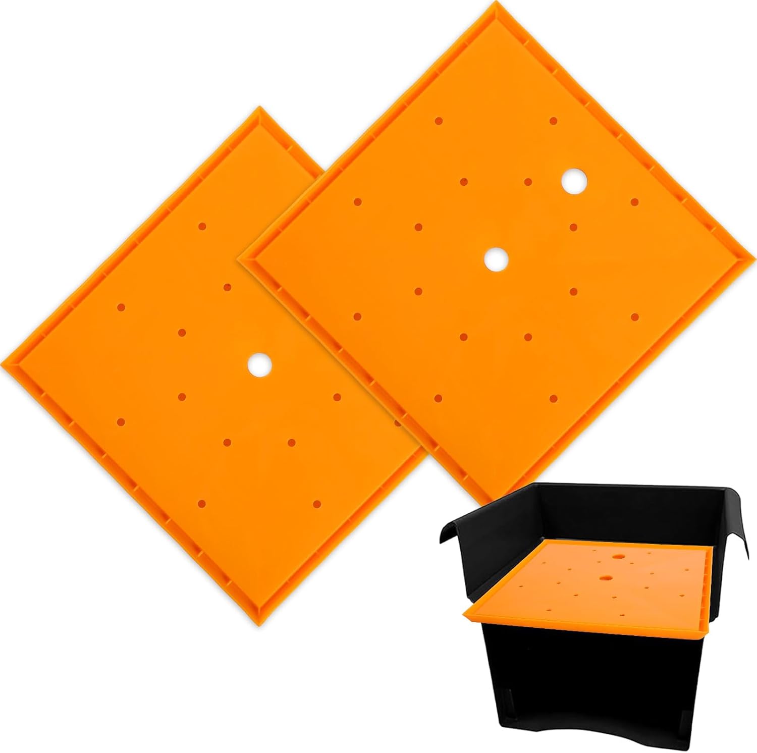 2Pcs 13" Square Planter Insert, Durable Plastic Plant Pot Insert with Drainage Holes, Soil Reducing Planter Lifter for Root Health & Indoor Outdoor Containers