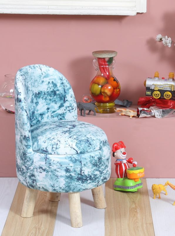 Basket Villa Ottoman Kids pouffe Small Stool for Baby Chair Study Table Stool for Kids Room Baby Sofa Stepstool Children Cartoon Wooden Chair, 14x26 Inch, Seagreen-image-10