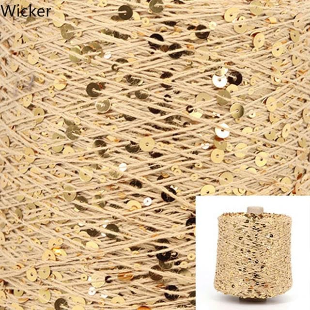 Hilo de tejer con lentejuelas brillantes, Hilo de lentejuelas de algodón de 50 g y 140 m, 6 mm y 3 mm, for tejer, crochet y manualidades.