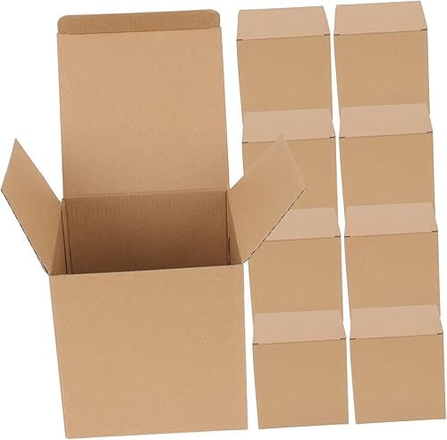 Mobestech Kraft - 10 cajas de cartón corrugado, caja de regalo con tapa, cajas de cartón corrugado, cajas pequeñas para cajas pequeñas, cajas