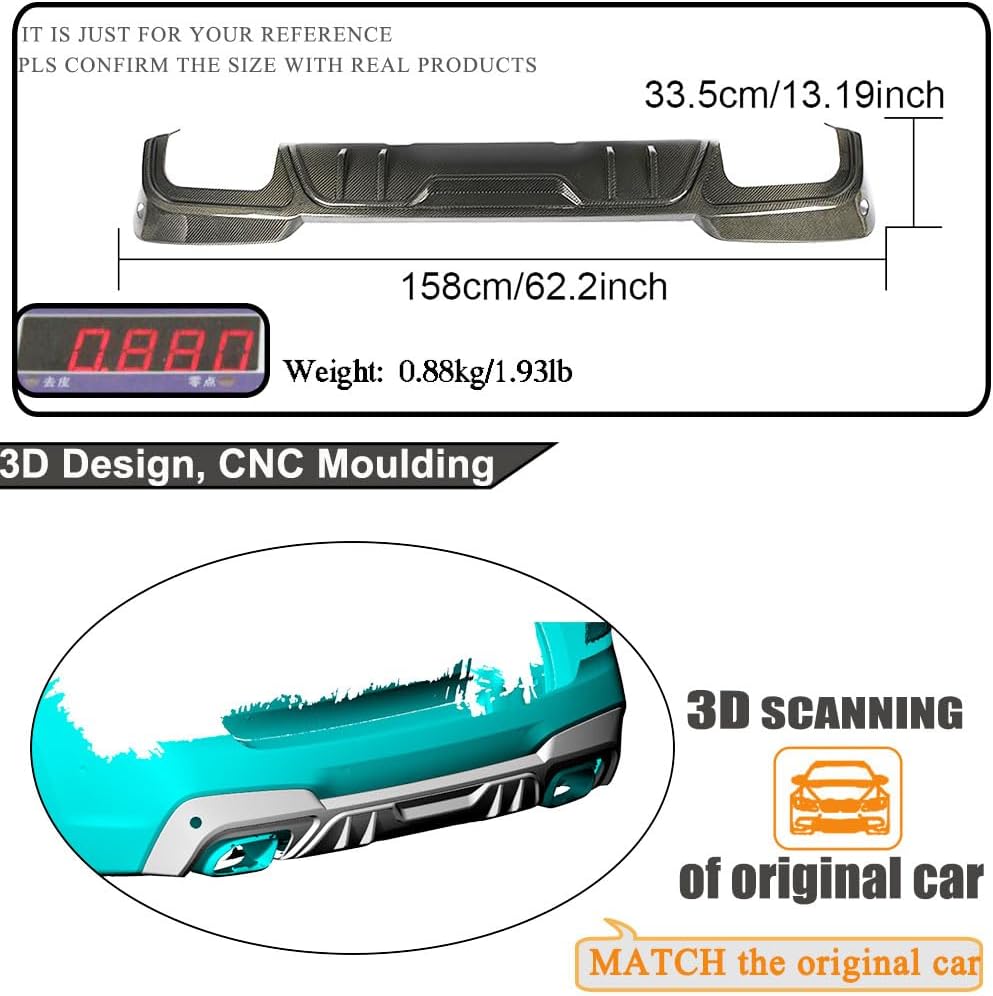 Carbon Fiber Rear Diffuser fits for BMW X3 G01 M40i Sport Utility 4Door 2018-2021 Lower Bumper Lip Spoiler Body Kit Factory Outlet