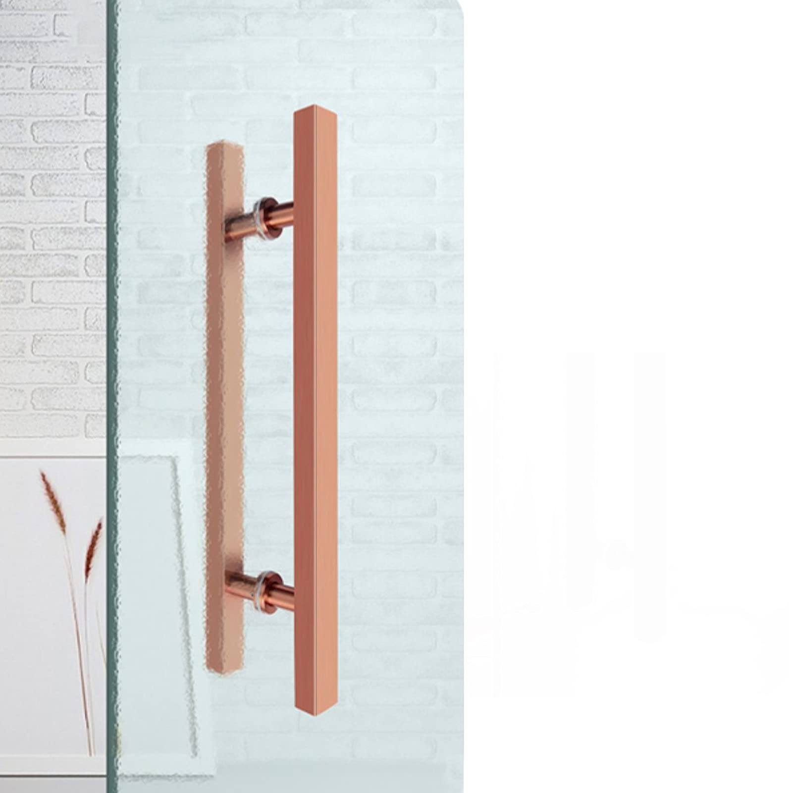 Gthtuhfd Rose Gold Door Handle Push And Pull Shower Door Handle Conference Room Sliding Door Handle Stainless Steel Glass Shed Door Pull Handle Barn Door Handle,-800Mm