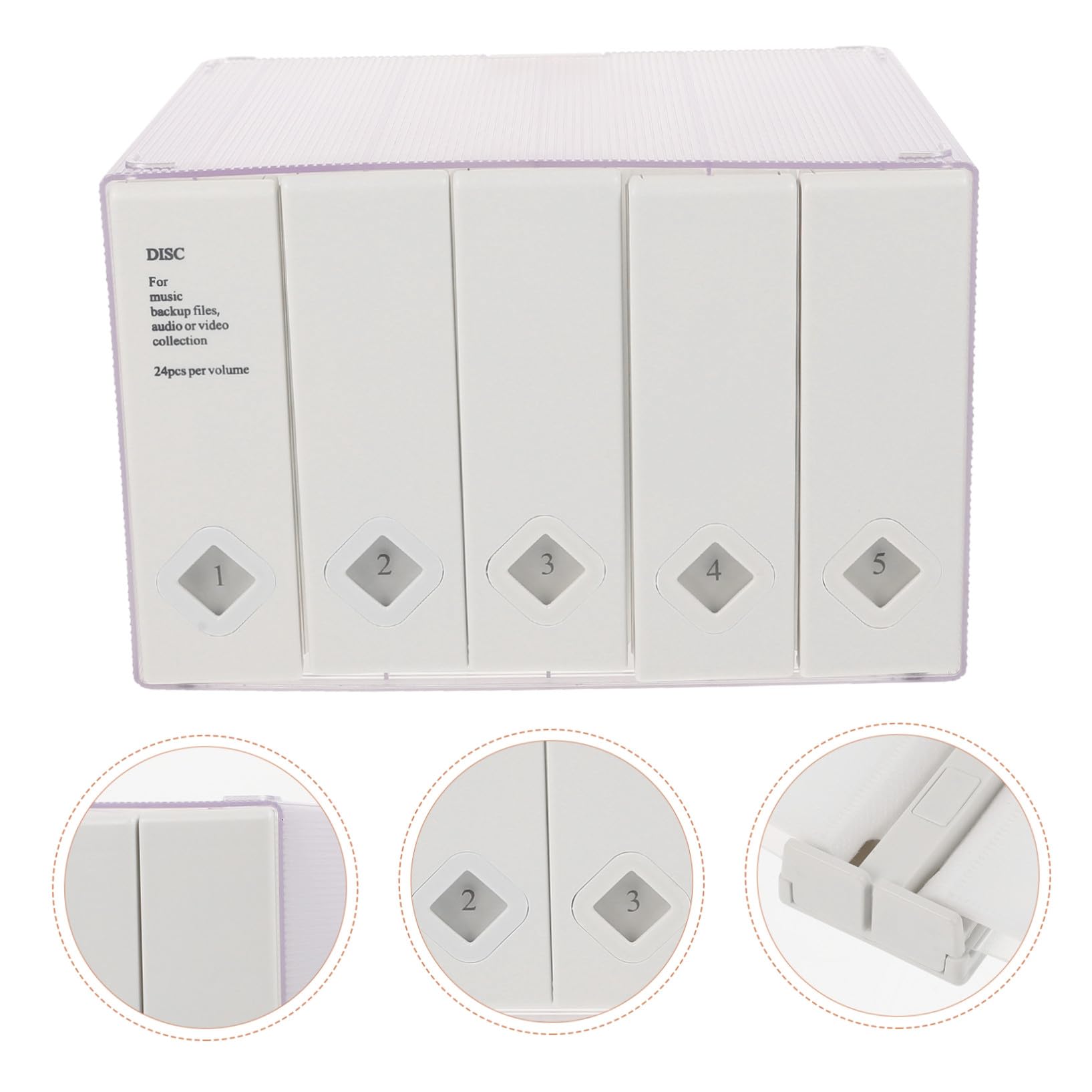 Custodia Porta CD Grande Capacità in Plastico Bianco | 120 Pezzi, Tessuto Non Tessuto, Formato Portatile, Protegge i Dischi e Ottimizza lo Spazio