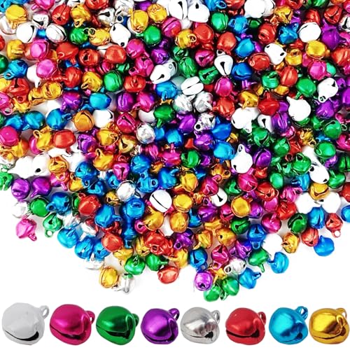 ROYHOO 200PCS 0.4Inch Jingle Bells Christmas Bells Bells for Crafts Craft Bells Bulk DIY Bells for Home Decoration Multi-Color 10mm