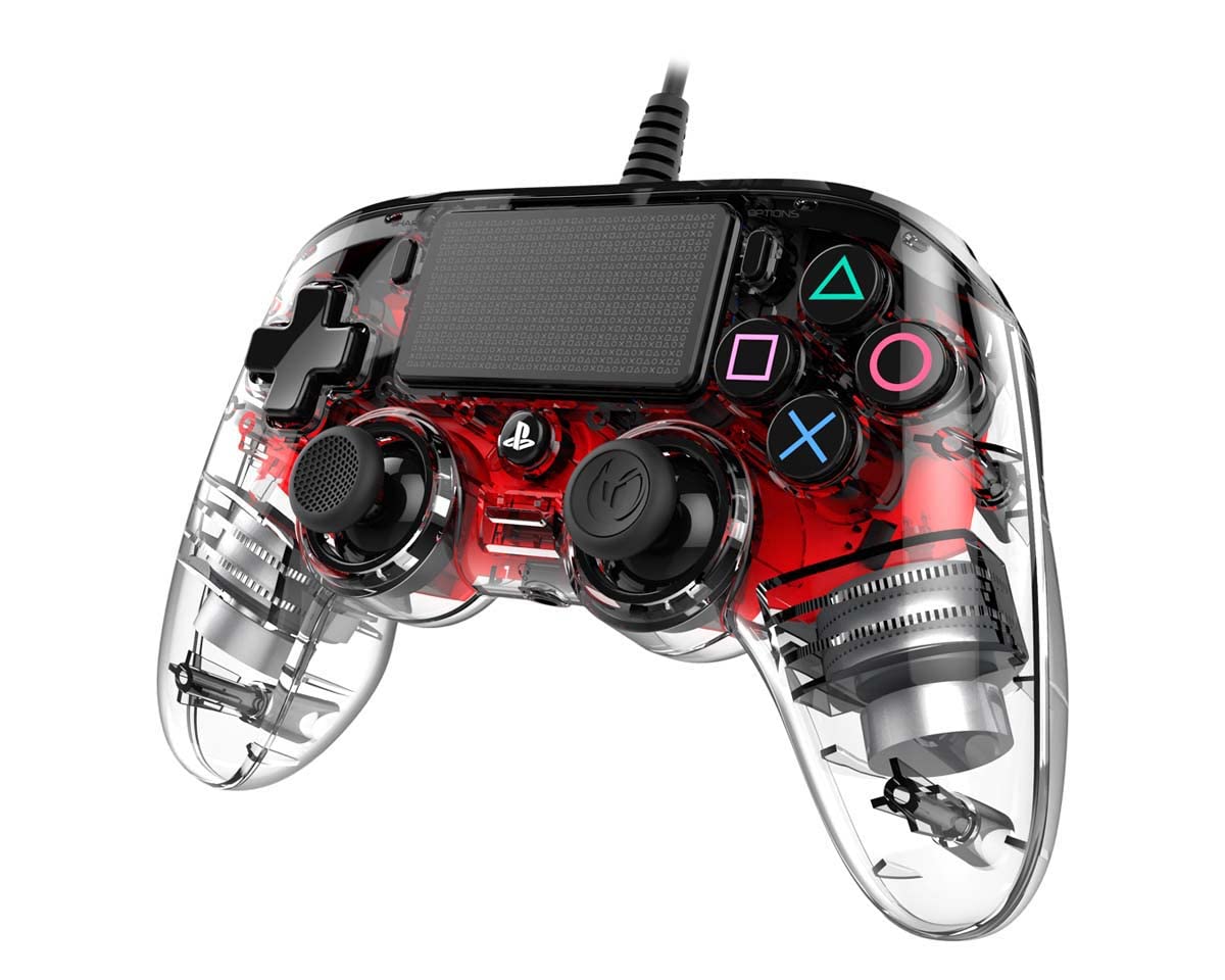 Nacon Manette filaire Compact Controller transparente rouge pour PS4 compatible PC