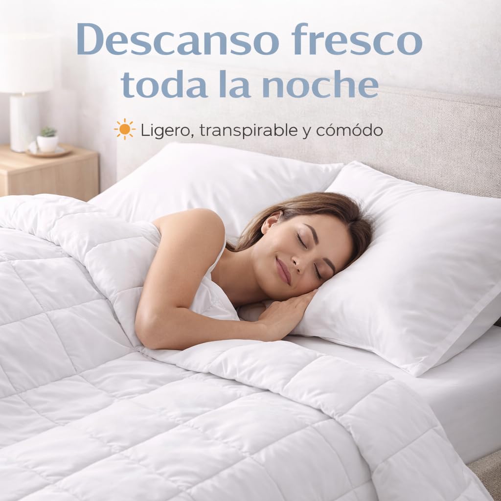 DECASATEXTIL Relleno Nórdico 200 gsm Cama 200 (280x240 cm) – Edredón de Microfibra Ligero, Transpirable e Hipoalergénico – Ideal Verano y Entretiempo – Blanco – Diseño en Caja