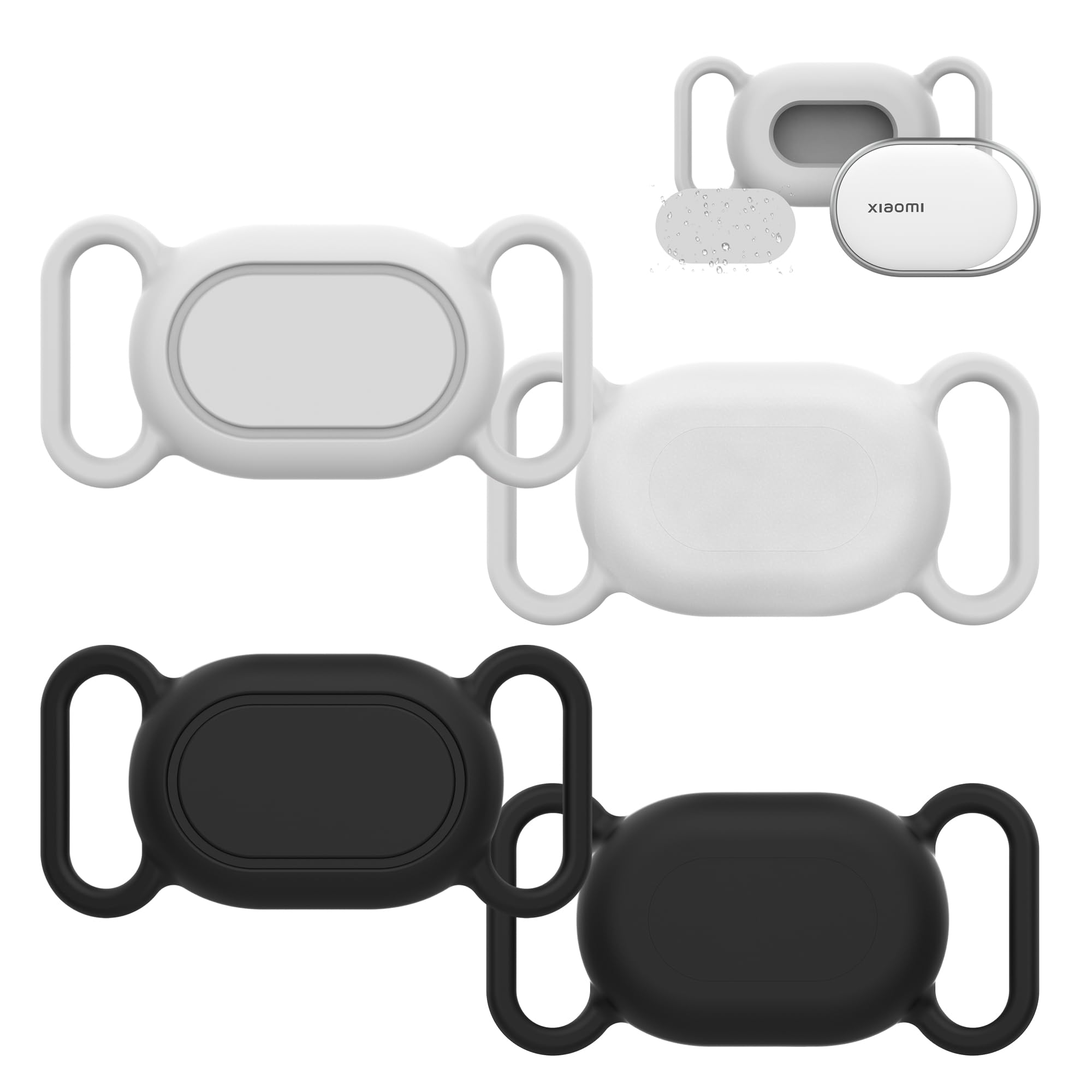 NEWZEROL 4 Piezas de Funda de Silicona Compatible con Xiaomi Smart Tag Funda Blanda Resistente a Arañazos e Impermeable, Cubierta Protectora para Localizador de Mascotas Antipérdida - Blanco/Negro Global Recycled Standard Global Recycled Standard Global Recycled Standard